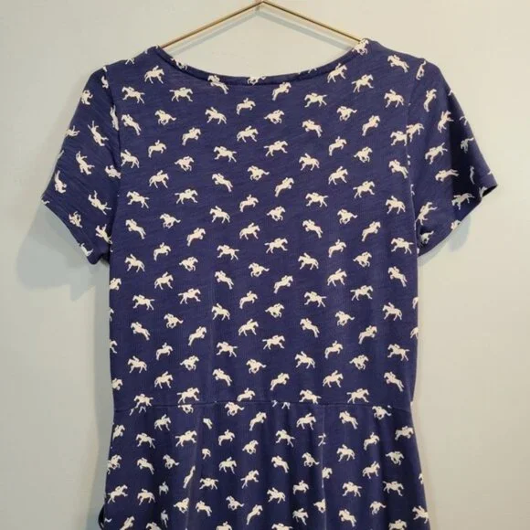 Boden | Phoebe Jersey Horse Printed Equestrian Dress Navy Blue - Picture 6 of 8
